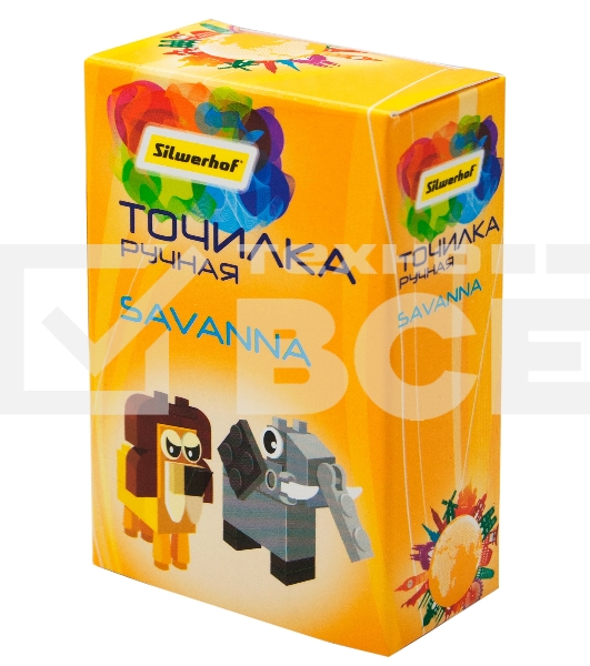 Точилка для карандашей ручная Silwerhof Savanna Солнечная коллекция 1 отверстие пластик ассорти коробка
