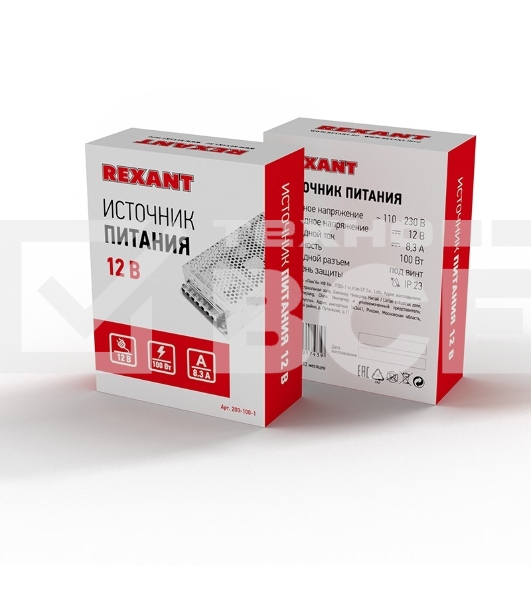 Источник питания 220 V AC/12 V DC 9 A 100 W с разъемами под винт, без влагозащиты (IP23)
