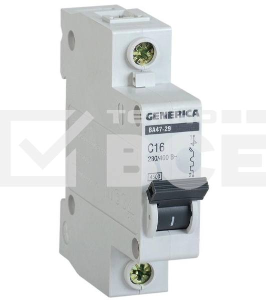 Авт. выкл. Iek MVA25-1-016-C   ВА47-29 1Р 16А 4,5кА х-ка С GENERICA