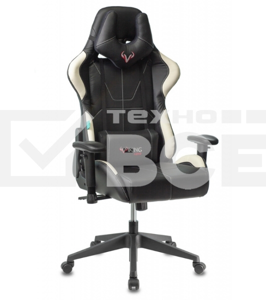 Кресло игровое Бюрократ VIKING 5 AERO WHITE черный/белый искусственная кожа