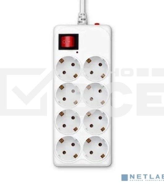 Сетевой фильтр Buro 800SH-1.8-W 1.8м (8 розеток) белый (коробка)