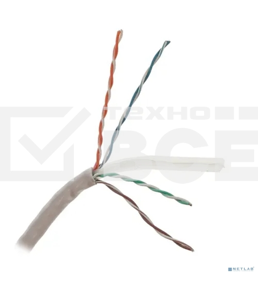 Кабель Cablexpert UPC-6004-SOL UTP кат.6, 4 пары, 0.57мм CCA одножильный серый (305м)