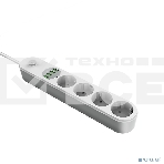 Сетевой фильтр Perfeo LD_B4438 LDNIO SE4432 2м + ЗУ на 4 USB/ 4 розетки (медь) - 2500W/ USB - 17W/ White&Gray, фото3