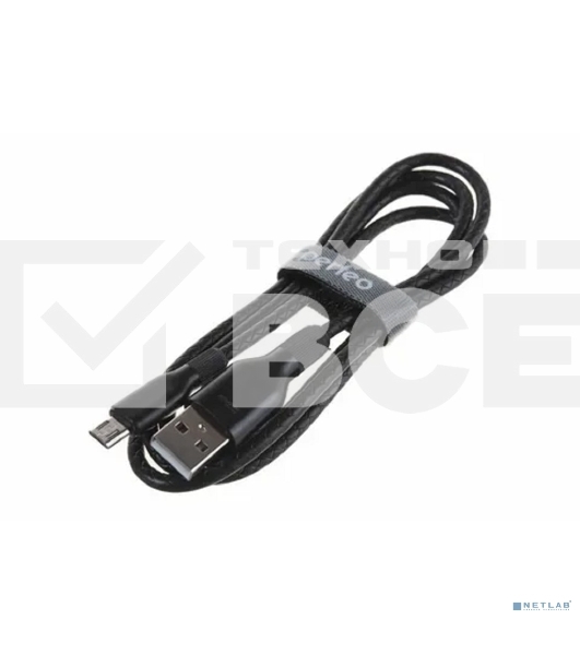 Кабель PERFEO USB A вилка - C вилка, 2.4A, черный, силикон, 1 м, ELASTIC (U4718)