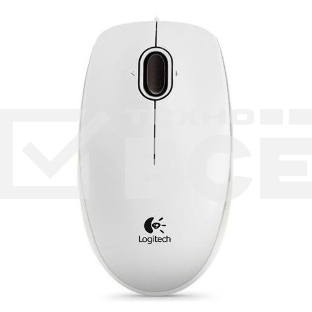 Мышь проводная Logitech B100 белый, 1000 dpi, USB, кнопки - 3