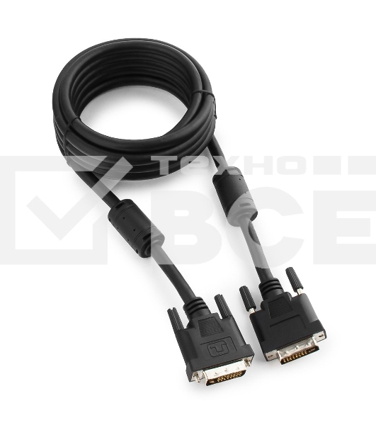 Кабель Кабель DVI-D dual link Gembird/Cablexpert , 25M/25M, 3.0м, черный, экран, феррит.кольца, пакет (CC-DVI2-BK-10)