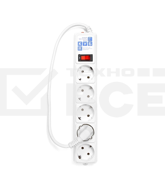 Сетевой фильтр Power Cube B 0,5 м 5 розеток (белый) 10А/2,2кВт