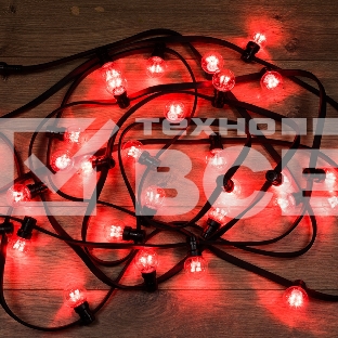 Гирлянда LED Galaxy Bulb String 10м, черный КАУЧУК, 30 ламп*6 LED КРАСНЫЕ, влагостойкая IP65