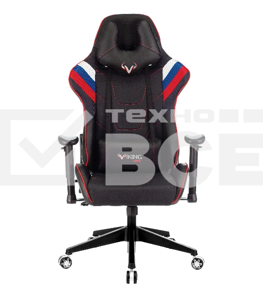 Кресло игровое Бюрократ VIKING 4 AERO RUS белый/синий/красный/черный, искусст. кожа/ткань, две подушки