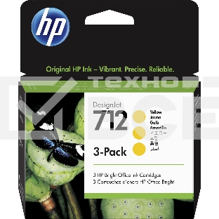 Картридж струйный HP 712 3ED79A желтый x3упак. (29мл) для HP DJ Т230/630