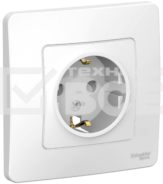 Розетка СП BLANCA 16А 250В без шторок с заземл. бел. SchE BLNRS001011