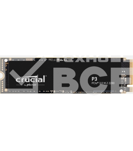 Накопитель SSD Crucial P3, 500Gb, M.2 2280, PCIe 3.0 x4, NVMe, R/W 3500/1900
