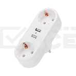 Двойник электрический линейный 16 А с заземлением + 2 USB-порта, 2,4 А, белый Rexant, фото2