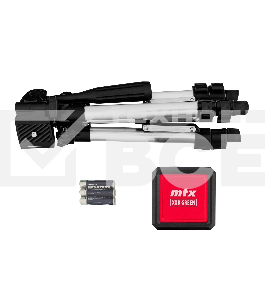Лазерный уровень XQB GREEN Pro SET, 20 м, зеленый луч, батарейки, штатив  MTX