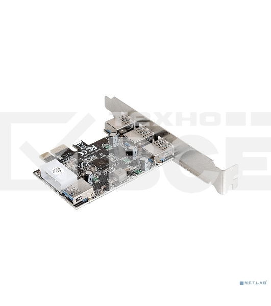 Контроллер ExeGate EXE-367 PCI-E 2.0, 3*USB3.0 ext + 1*USB3.0 int, разъем доп.питания (OEM)
