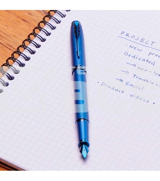 Ручка перьевая Parker IM Monochrome F328 (2172963) Blue PVD F сталь нержавеющая подар.кор.