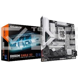 Материнская плата Gigabyte B860M EAGLE V2, LGA1851, Intel B860, 2xDDR5, 4xSATA, 2xM.2, 1xPCIe 5.0 x16, 1xPCIe 4.0 x4, 1xDP, 1xHDMI , 1x2.5Gb LAN, 3xUSB-A 5Gbps, 7xUSB-A 2.0, 1xUSB-C 5Gbps, 3x3.5 мм, 7.1, mATX