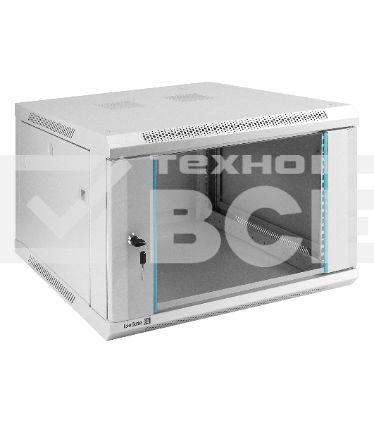 Шкаф телекоммуникационный 19' настенный 6U ExeGate EC-WM-6U.600.G.GREY (19', 6U, 600x600x370 мм (ШхГхВ), передняя дверь закаленное стекло, съемные боковые панели, пыле- и влагозащита IP23, светло-серый RAL 7035)