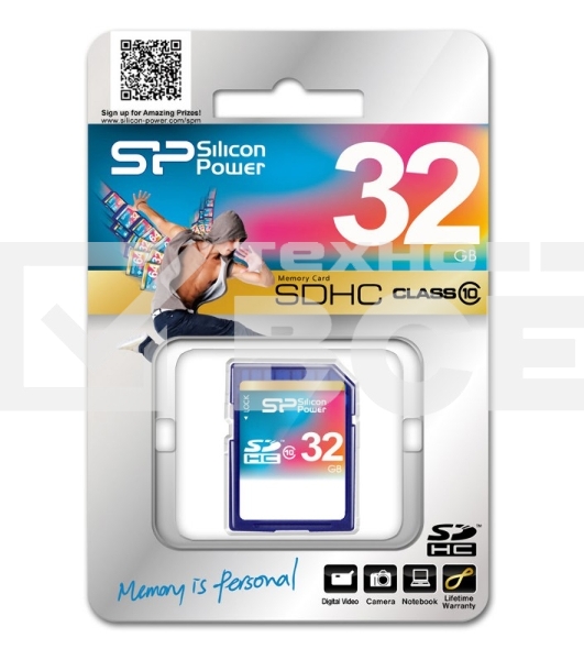 Флеш карта SDHC 32Gb Class10 Silicon Power SP032GBSDH010V10 w/o adapter