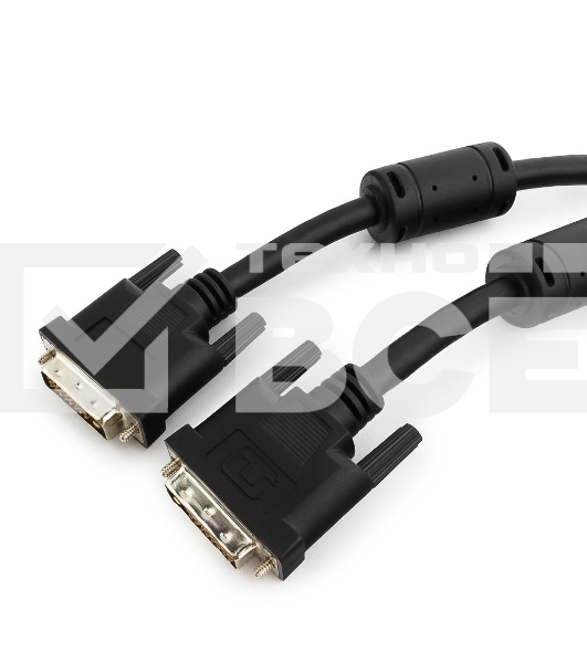 Кабель Кабель DVI-D dual link Gembird/Cablexpert , 25M/25M, 3.0м, черный, экран, феррит.кольца, пакет (CC-DVI2-BK-10)