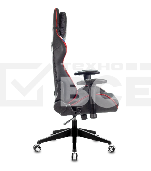 Кресло игровое Бюрократ VIKING 4 AERO RUS белый/синий/красный/черный, искусст. кожа/ткань, две подушки