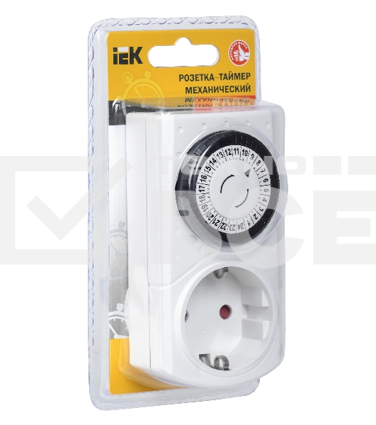 Розетка-таймер Iek ERT-20-1-16-S-30-0-20-K01 РТМ-1 механ. 30мин 24ч 48on/off 16А IP20