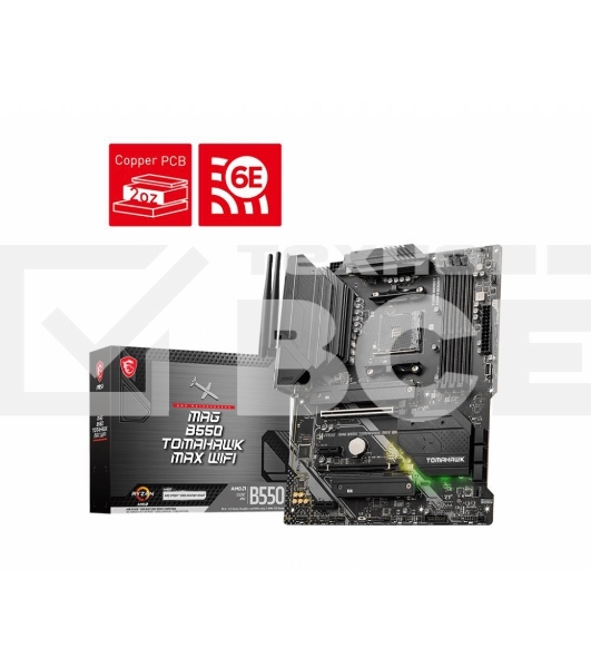 Материнская плата MSI MAG B550 TOMAHAWK MAX WIFI, AM4, AMD B550, 4xDDR4, 6xSATA, 2xM.2, 1xPCI-E 4.0 x16, 1xPCI-E 3.0 x4, 2xPCI-E x1, 1xHDMI, 1xDP, 1x 2.5Gb LAN, 2xUSB-A 2.0, 2xUSB-A 3.2 Gen 1, 1xUSB-A 3.2 Gen 2, 1xUSB-C 3.2 Gen 2, 5x3.5 мм, 7.1, ATX