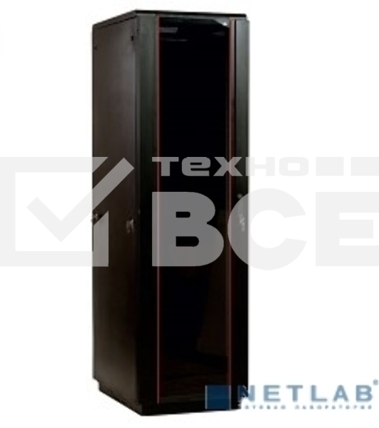 Шкаф телекоммуникационный напольный 42U (600x600) дверь стекло, черный (ШТК-М-42.6.6-1ААА-9005) (3 коробки)