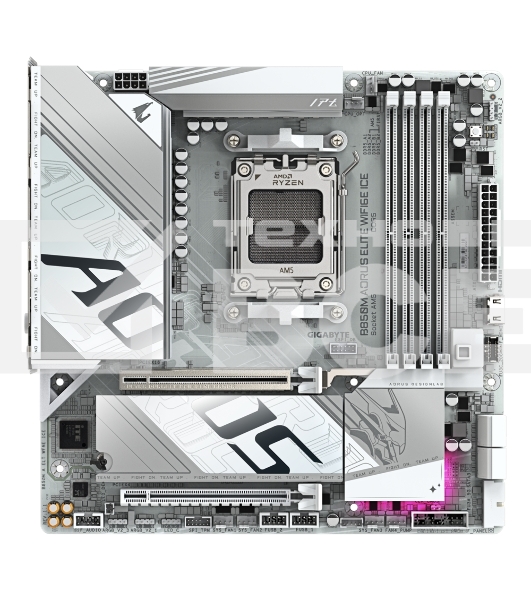 Материнская плата Gigabyte B850M AORUS ELITE WIFI6E ICE, AM5, AMD B850, 4xDDR5, 4xSATA, 2xM.2, 1xPCIe 5.0 x16, 1xPCIe 3.0 x4, 1xDP, 1xHDMI, 1x2.5Gb LAN, Wi-Fi 6E, Bluetooth 5.3, 2xUSB-A 10Gbps (Gen2), 5xUSB-A 5Gbps, 4xUSB-A 2.0, 1xUSB-C 10Gbps (Gen2), 2x3