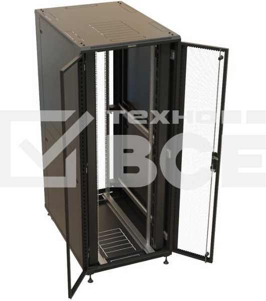 Шкаф коммутационный Hyperline (TTBR-4288-DD-RAL9004) напольный 42U 800x800мм пер.дв.перфор. задн.дв.перфор. 2 бок.пан. 1000кг черный 710мм 123.38кг 2055мм