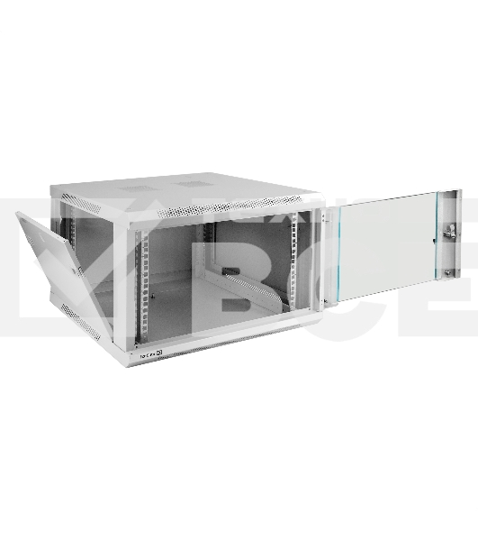 Шкаф телекоммуникационный 19' настенный 6U ExeGate EC-WM-6U.600.G.GREY (19', 6U, 600x600x370 мм (ШхГхВ), передняя дверь закаленное стекло, съемные боковые панели, пыле- и влагозащита IP23, светло-серый RAL 7035)