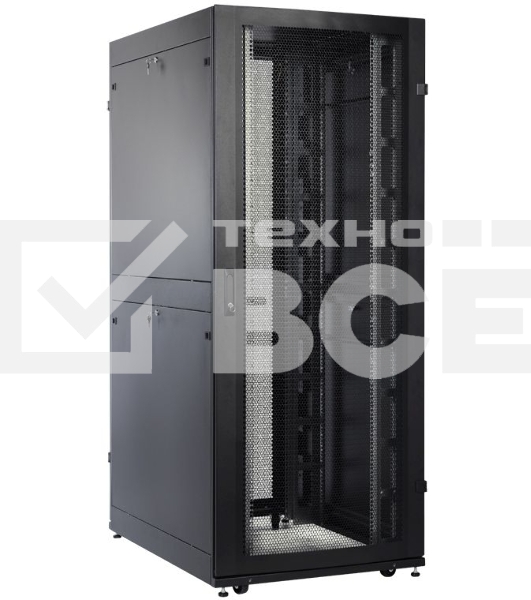 Шкаф серверный ПРОФ напольный 42U (800x1000) дверь перфор. 2 шт., черный, в сборе (ШТК-СП-42.8.10-44АА-9005)