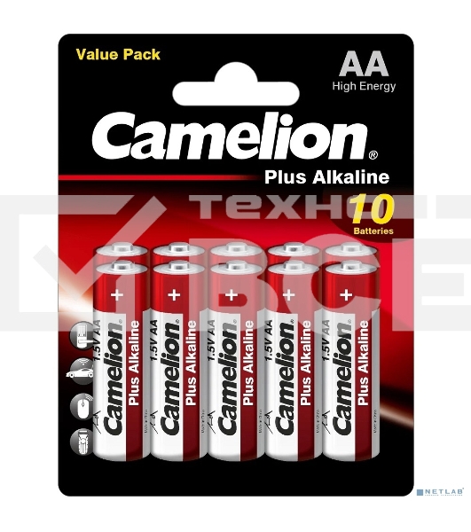 Батарейка Camelion Plus Alkaline BL10 LR6 (LR6-BP10, батарейка,1.5В) (10 шт. в уп-ке)