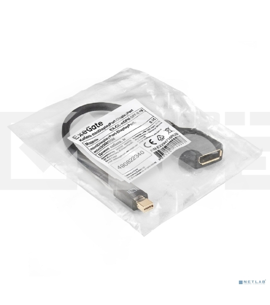 Кабель miniDisplayPort-DisplayPort ExeGate EX-CC-mDPM-DPF-0.15 (mini20M/20M, 0,15м)