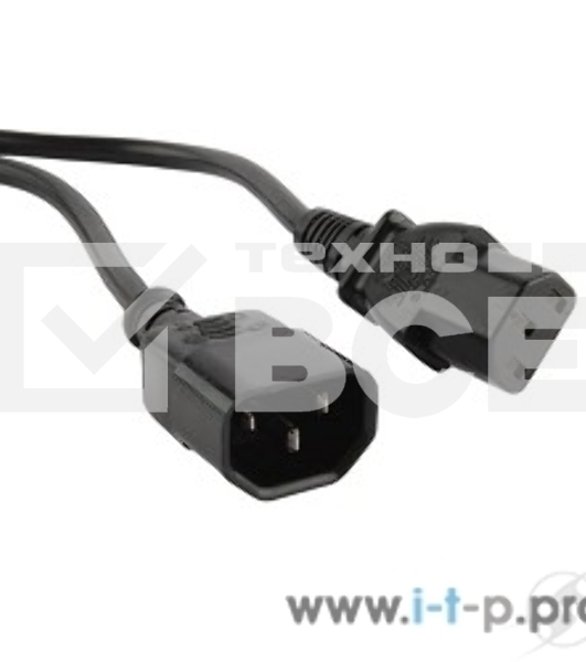 Кабель Hyperline PWC-IEC13-IEC14-1.0-BK Кабель питания монитор-компьютер IEC 320 C13 - IEC 320 C14 (3x0.75), 1 м