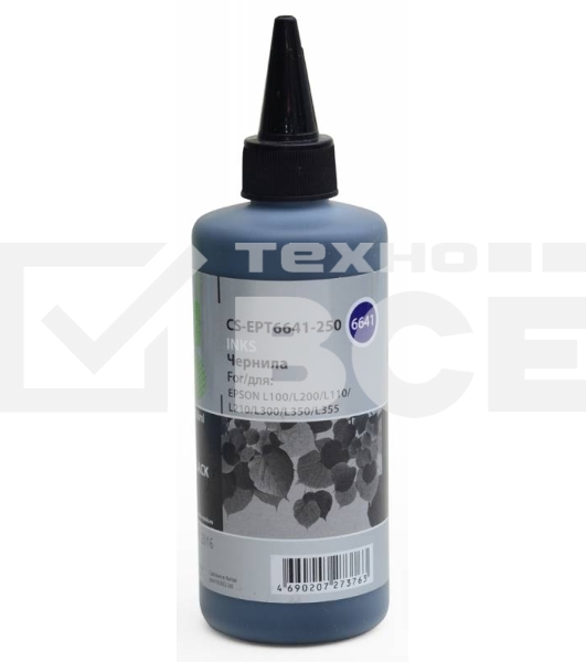 Чернила Cactus CS-EPT6641-250 черный 250мл для Epson L100/L110/L120/L132/L200/L210/L222/L300/L312/L350/L355/L362/L366/L456/L550/L555/L566/L1300