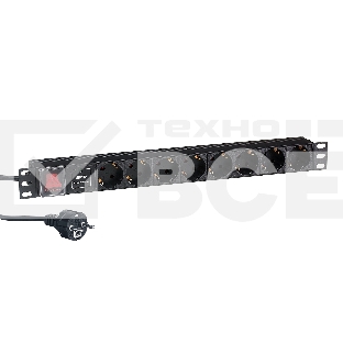 Блок розеток горизонтальный ExeGate ServerPro PDU-19H807 Al-8S-EU2-SW-SPD1, 19
