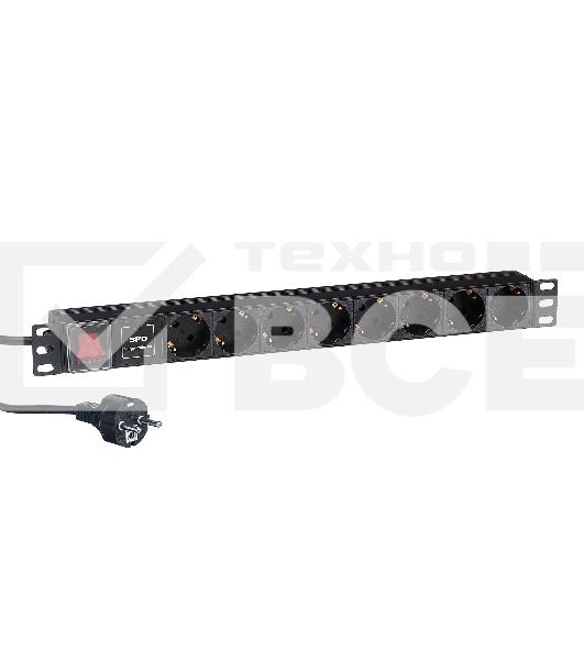 Блок розеток горизонтальный ExeGate ServerPro PDU-19H807 Al-8S-EU2-SW-SPD1, 19