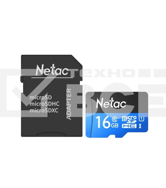 Флеш карта microSDHC 16GB Netac P500 <NT02P500STN-016G-R> (с SD адаптером) 80MB/s