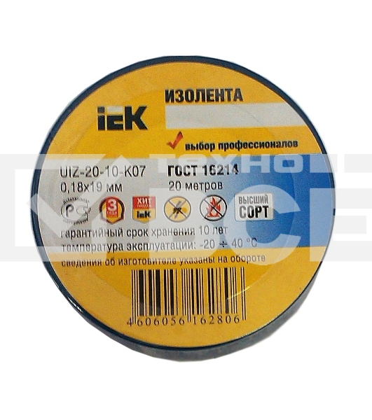 Изолента Iek UIZ-20-10-K07, 0.18х19 мм 20м, синяя