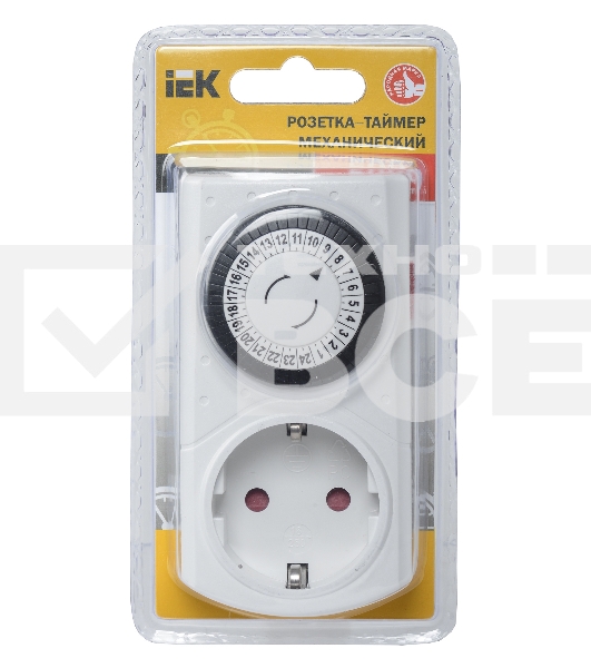 Розетка-таймер Iek ERT-20-1-16-S-30-0-20-K01 РТМ-1 механ. 30мин 24ч 48on/off 16А IP20