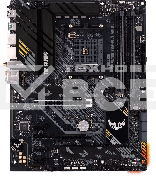 Материнская плата ASUS TUF GAMING B550-PLUS WIFI II, AM4, AMD B550, 4xDDR4, 6xSATA, 2xM.2, 1xPCI-E 3.0 x16, 1xPCI-E 4.0 x16, 3xPCI-E x1, 1xDP, 1xHDMI, 1x 2.5Gb LAN, 2xUSB-A 3.2 Gen 1, 1xUSB-A 3.2 Gen 2, 1xUSB-C 3.2 Gen 2, 3x3.5 мм, 7.1, ATX