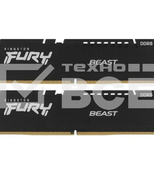 Оперативная память Kingston Fury Beast, DDR5, 32GB (2x16GB), 5200MHz, CL36, радиатор, чёрный