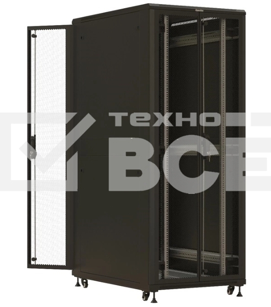 Шкаф коммутационный Hyperline (TTBR-4288-DD-RAL9004) напольный 42U 800x800мм пер.дв.перфор. задн.дв.перфор. 2 бок.пан. 1000кг черный 710мм 123.38кг 2055мм
