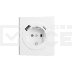 Розетка Kranz STRONG 1-ая с/з с/у з/ш 16А с USB A+C быстрой зарядки 5В/3А жемчуг, фото 1