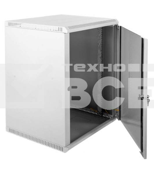 Шкаф телеком. настенный разборный 15U (600х650) дверь стекло, цвет серый RAL 7035