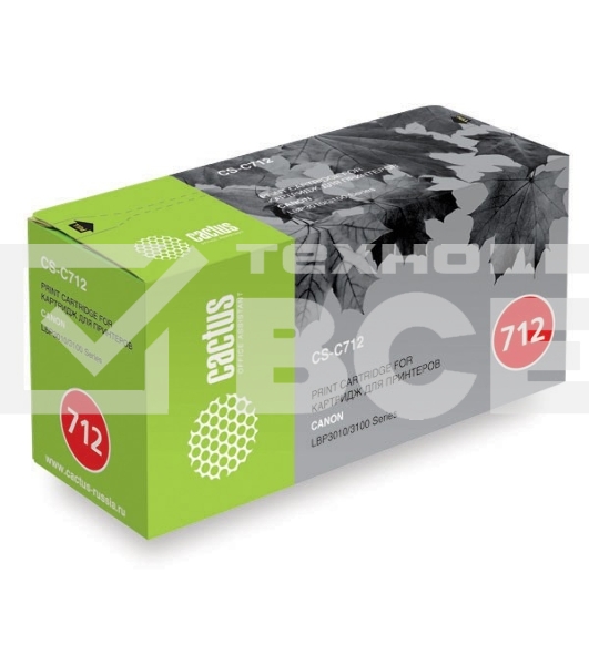 Картридж лазерный Cactus CS-C712S черный (1500 стр.) для Canon LBP-3010/LBP-3100