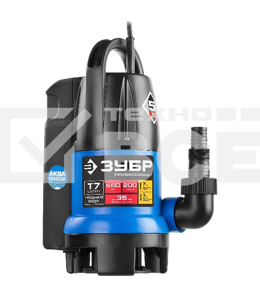 Насос ЗУБР НПГ-Т7-550 т7 аквасенсор погружн дренаж. для грязн водыd частиц до 35мм 550Вт датчик ур
