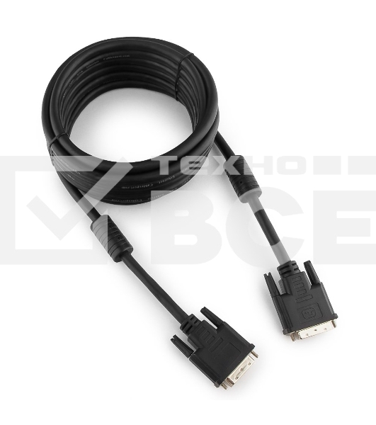 Кабель DVI-D dual link Gembird/Cablexpert CC-DVI2-BK-15, 25M/25M, 4.5м, черный, экран, феррит.кольца, пакет
