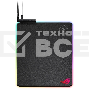 Игровой коврик для мыши ASUS ROG Balteus Qi (черный, беспроводная зарядка, RGB подсветка, USB 2.0, 370 x 320 x 7.9 mm, каучук, нетканый материал, 90MP0120-B0UA00)